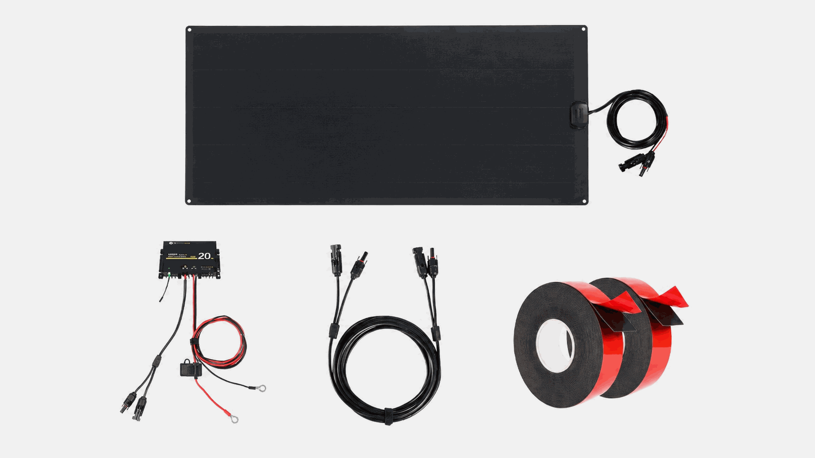 Lensun Solar kit with flexible solar panel, controller, adhesive tape and cable